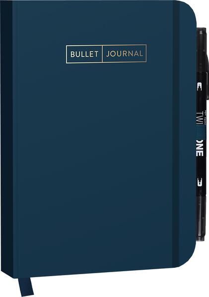 Bullet Journal &quot;Deep Blue&quot; 05 mit original Tombow TwinTone Dual-Tip Marker 33 black