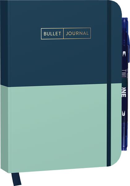 Bullet Journal &quot;Mint Blue&quot; 05 mit original Tombow TwinTone Dual-Tip Marker 42 navy