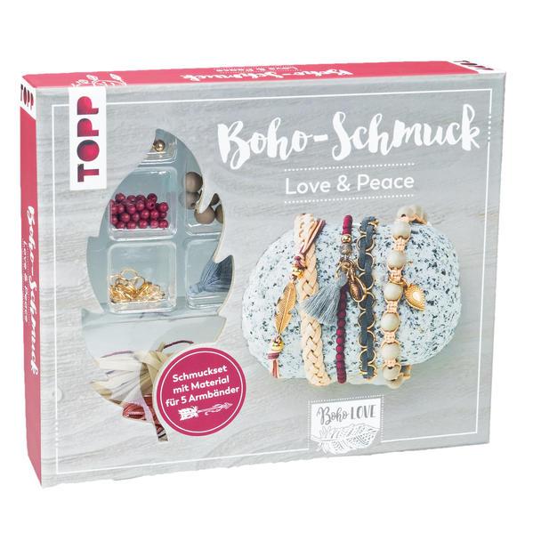 Boho-Schmuckset Love &amp; Peace (Dunkelrot/Grau) (Verpackung beschädigt)